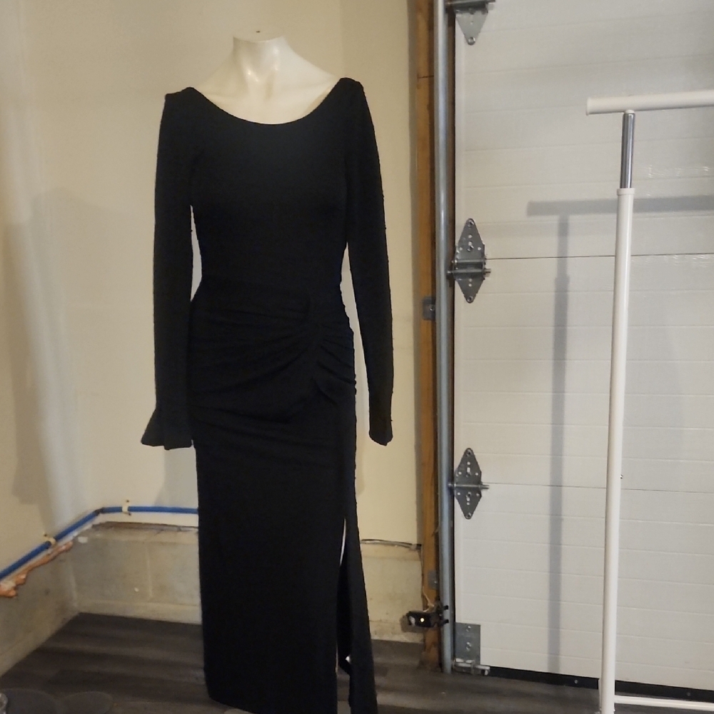 Free People Black Love And Be Loved  Dress with Bell Sleeves and Slit Size Xl - Picture 5 of 7